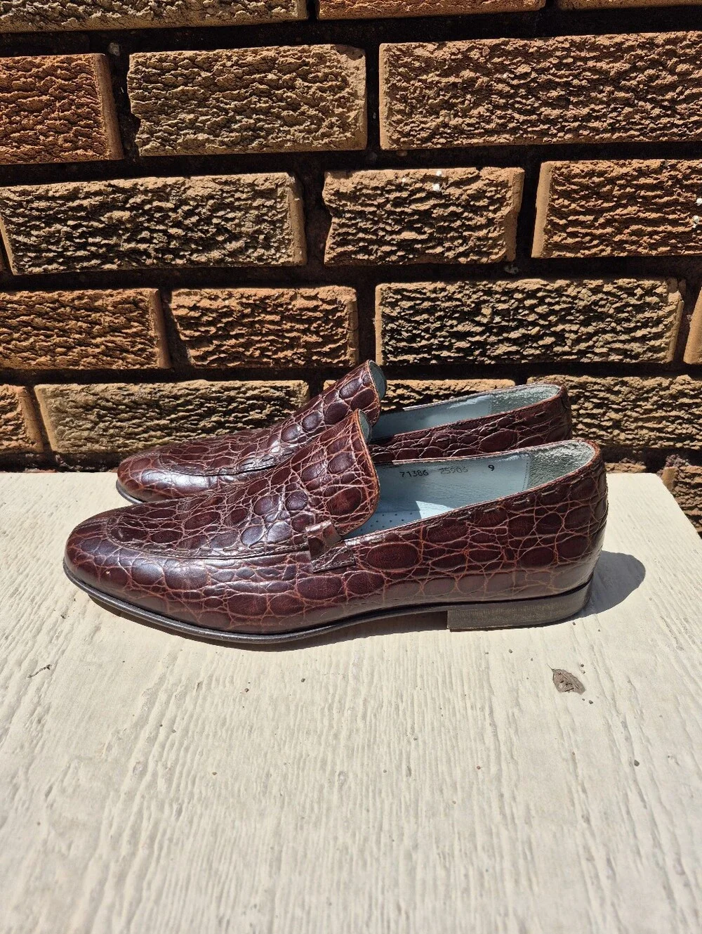 Kenneth Cole Brown Alligator Embossed Leather Black Label Made In Italy Size 9